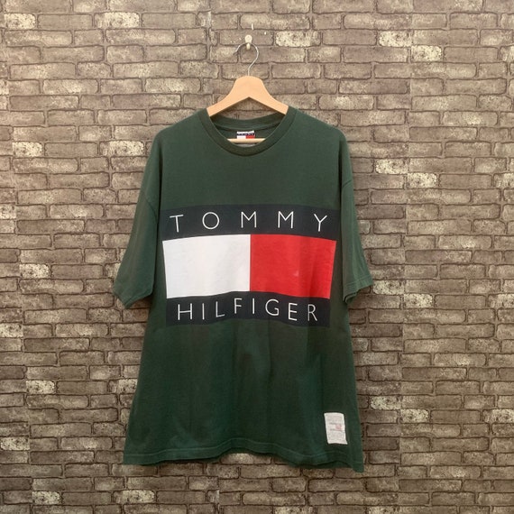 Tommy Hilfiger Short Sleeves Shirt Green Big Flag