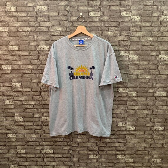 90's Champion T Shirt Gray Miami Champion Tee