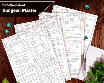 Dungeon Master (DnD 5e) Cheatsheet/Guide - Downloadable PDF