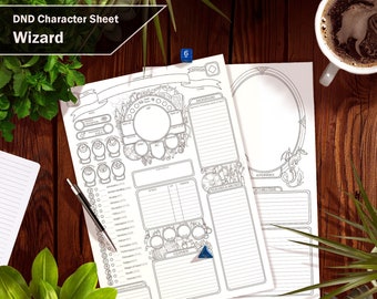 DnD 5e Wizard Character Sheet – Interactive PDF and Printable Versions