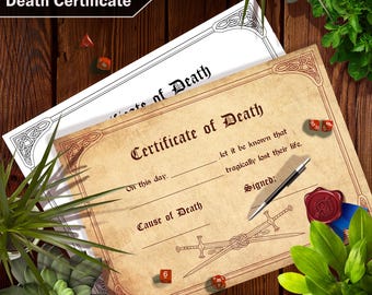 DnD Death Certificate – Fillable PDF, Ready for Printing