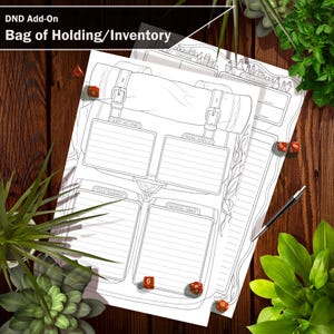 Sac D&D 5e contenant/inventaire – PDF interactif et versions imprimable