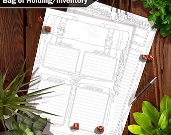DnD 5e Bag of Holding/Inventory – Interactive PDF and Printable Versions