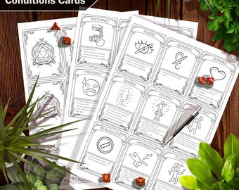 DnD 5e Conditions Cards - PDF Files for printing and online games!