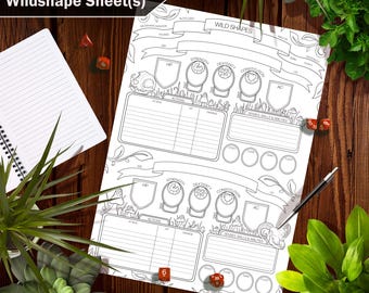 DnD 5e Wildshape Sheet – Interactive PDF and Printable Versions