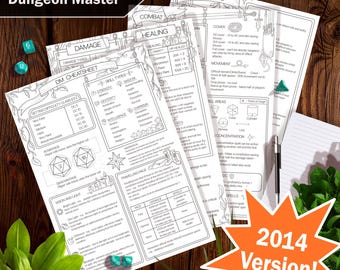 Dungeon Master (DnD 5e 2014 Version) Cheatsheet/Guide - Downloadable PDF