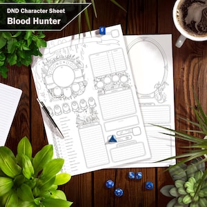 DnD 5e Blood Hunter Character Sheet – Interactive PDF and Printable Versions