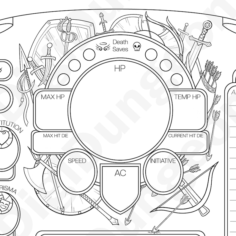Dnd 5e Fighter Character Sheet Interactive PDF and Printable Versions