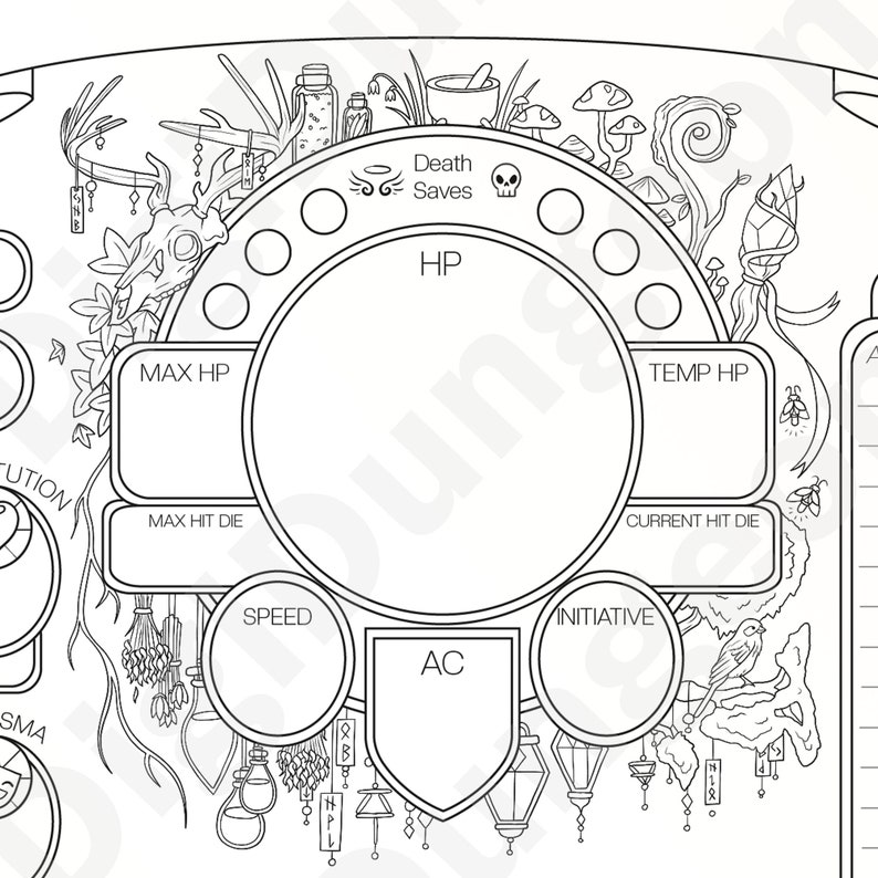 Dnd 5e Druid Character Sheet Interactive PDF and Printable Versions - Etsy