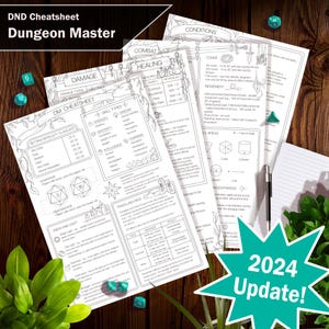 Hoja de trucos y guía de Dungeon Master (versión DnD 5e 2024) (PDF descargable)