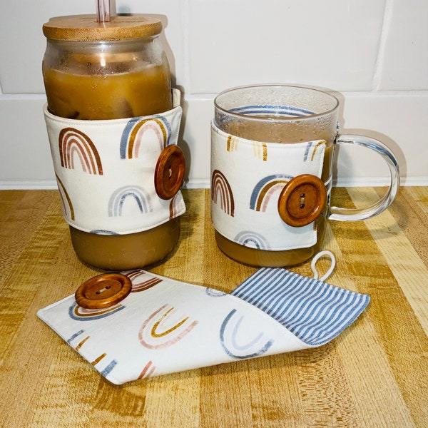 Reusable Coffee Sleeve | Iced Coffee Sleeve | Mug Hug | Hand Protecting Coffee Cup Sleeve