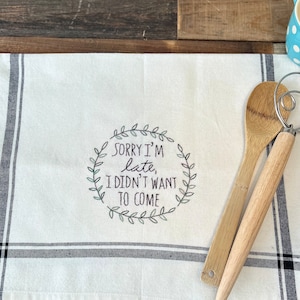 Embroidered Kitchen Towel | Hand Embroidered Tea Towel | Handmade Kitchen Towel | Embroidered Dish Towel | Vintage Print Towel | Quote Towel