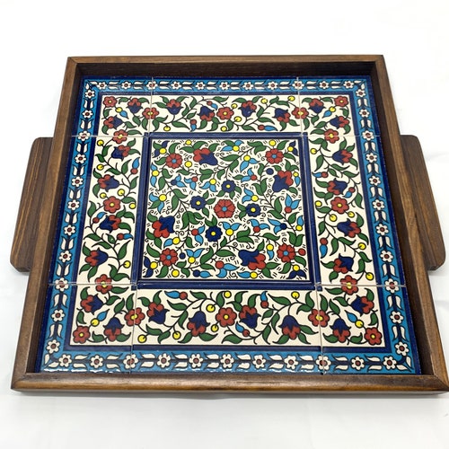 Mint Green Wood Tray Coffee Table Ottoman Serving Tray Etsy