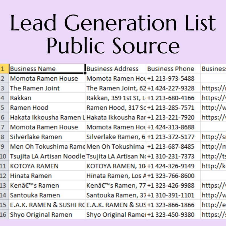 Business Lead Generation List Public Source