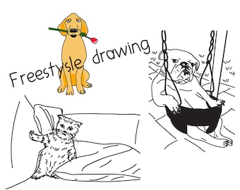 Portrait d'animal de compagnie personnalisé : dessin au trait amusant, dessin d'animal unique (numérique)