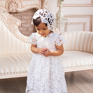 White Lace Baby Girl Dress, Baby Girl Cotton Dress, White Gown For Baby, Girls Baptism Dress, Newborn White Gown, Baby Girl Gift Ideas