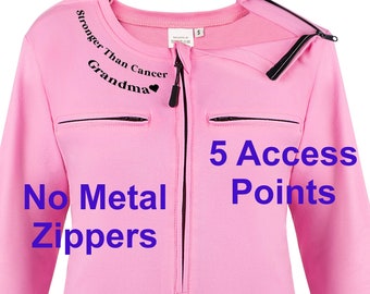 Adult Port / lV Access Shirt, Personalized Unisex Chemo Shirt, 5 Zipper Port Access, Chemo Shirt, Infusion Shirt, Breast Cancer, Custom