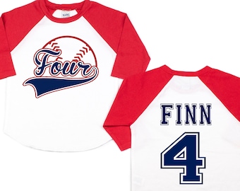 4th Birthday Shirt, Personalized Baseball Tees, Four Baseball Shirt, Baseball Custom Birthday Shirt, Custom Baseball Shirts, Baseball Boy