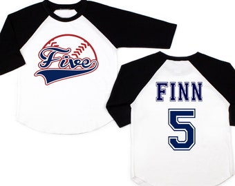 5th Birthday Shirt, Personalized Baseball Tees, Five Baseball Shirt, Baseball Custom Birthday Shirt, Custom Baseball Shirts, Baseball Boy