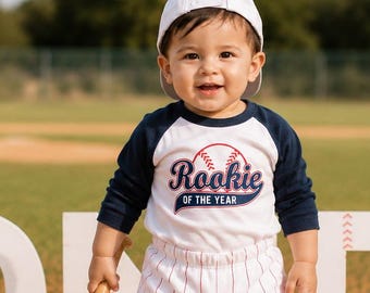 Rookie of the Year 1st Birthday Shirt,Boys Baseball Birthday Outfit, Personalized First Birthday Shirt,Custom Birthday Gift for Birthday Boy