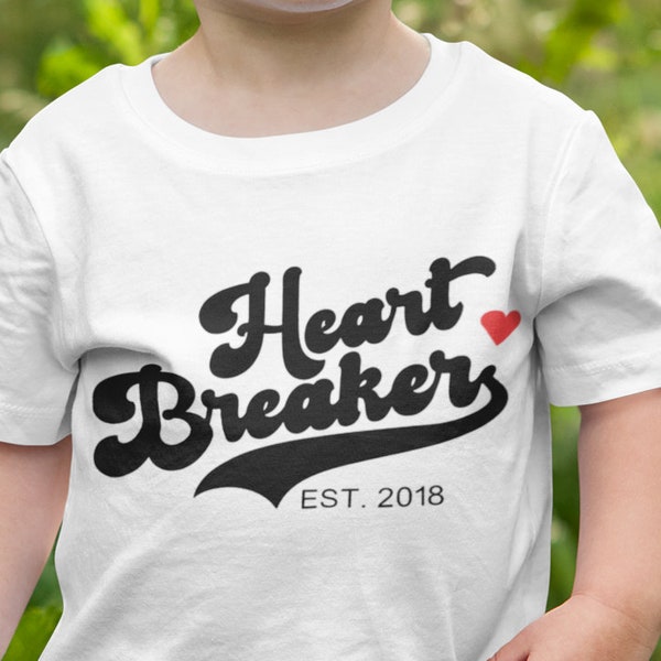 Heart Breaker Valentine's Day Shirt, Personalized Valentine's T-shirt With Heart, Boy's Girls Valentine T-shirt, Kid's Valentine's Gift