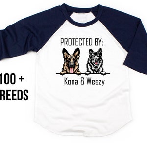 Custom Dog Bodysuit, Protected By Pets Bodysuit,  Personalized Dog Name Onesie®, Custom Pet Baby Bodysuit, Baby Shower Gift