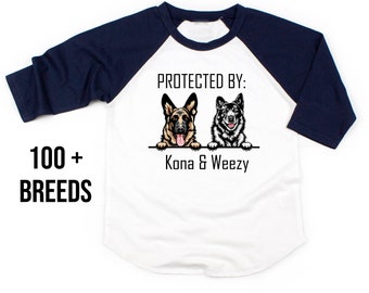 Custom Dog Bodysuit, Protected By Pets Bodysuit,  Personalized Dog Name Onesie®, Custom Pet Baby Bodysuit, Baby Shower Gift