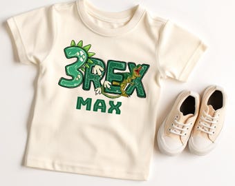 Personalized Three Rex Dinosaur Shirt, 3 REX, 3rd Birthday Shirt, Boys Dinosaur Birthday, T Rex Birthday Shirt, 3rd Birthday Tee, Kids Shirt