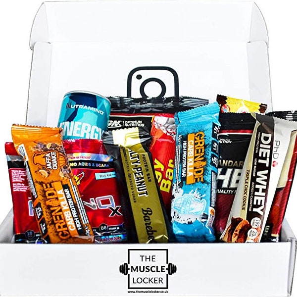 Protein bar Snack Box whey Protein Gift Box Protein Hamper Healthy Snacks Low Calorie Protein Snacks Selection Muscle Locker
