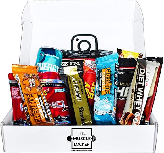 Protein Bar Snack Box Whey Protein Gift Box Protein Hamper Healthy Snacks  Low Calorie Protein Snacks Selection Muscle Locker 