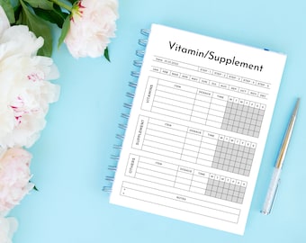 Vitamin  And Supplement Planner Sheet Vitamin Supplement Template Editable Vitamin Tracker Planner Digital Download Planner