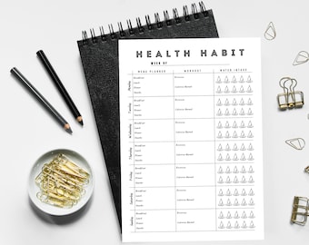 Black And White Simple Habit Planner Digital Download Habit Tracker Instant Download And Printable Habit Planner