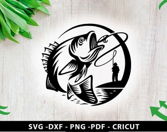 Download Fishing Pole Fishing Rod Reel Hook Fish Clip Art | Etsy