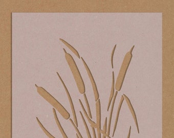 Reeds Stencil Grass Bulrush cattail plant