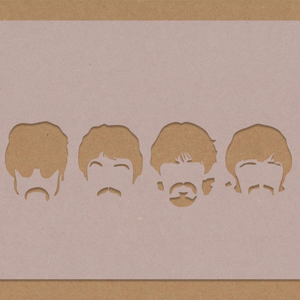 Beatles Inspired Stencil Heads Yellow Submarine 60's Shabby Chic Vintage