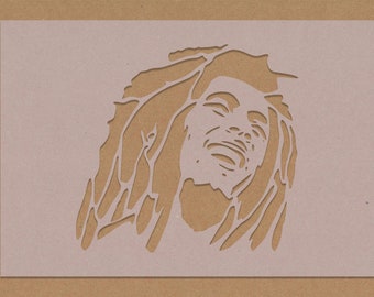 Bob Marley pochoir célébrité Reggae Star vintage artisanat Wall Art A6 A5 A4 A3 Shabby Chic