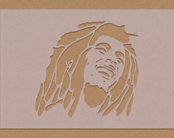 Bob Marley Stencil Celebrity Reggae Star Vintage Crafting Wall Art A6 A5 A4 A3 Shabby Chic