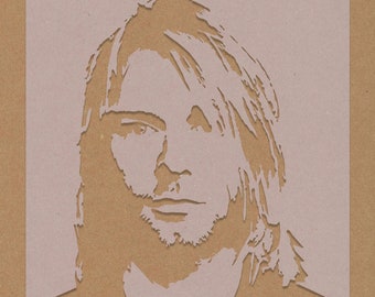 Kurt Cobain Schablone Celebrity Rock Star Grunge Crafting Wand Kunst A6 A5 A4 A3