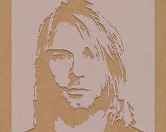 Kurt Cobain Stencil Celebrity Rock Star Grunge Crafting Wall Art A6 A5 A4 A3