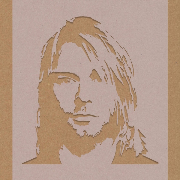 Kurt Cobain Stencil Celebrity Rock Star Grunge Crafting Wall Art A6 A5 A4 A3