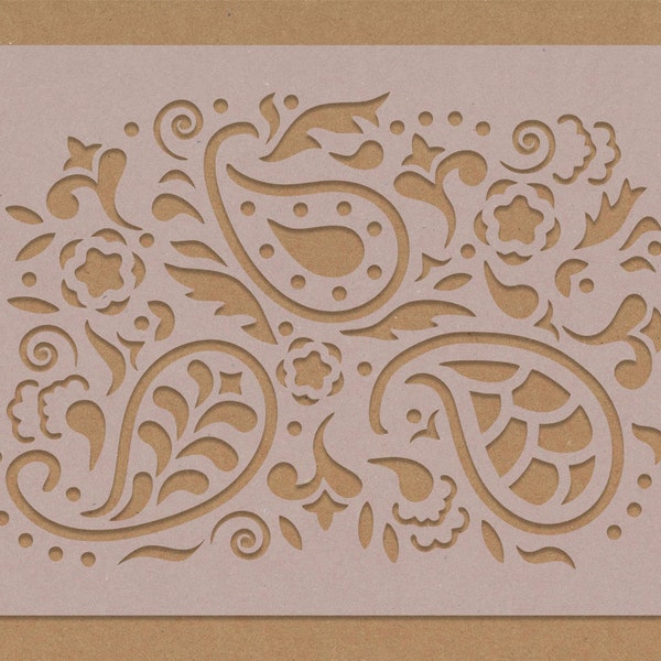 Paisley Floral Swirl Stencil Crafting Wall Art A6 - A3 Shabby Chic