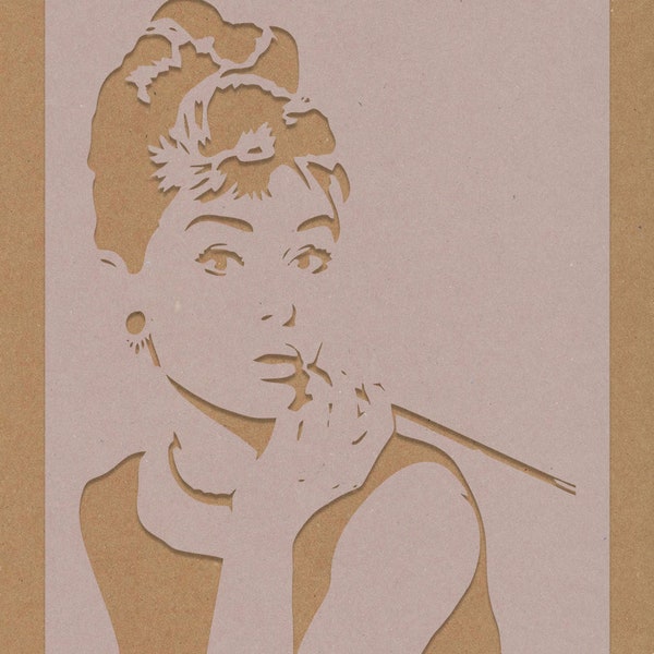 Audrey Hepburn Schablone Celebrity Film Vintage Crafting Wand Kunst A6 A5 A4 A3 Shabby Chic