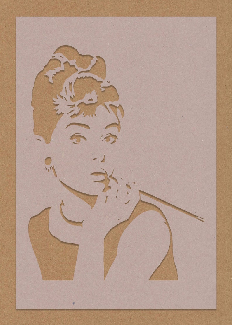 Audrey Hepburn Schablone Celebrity Film Vintage Crafting Wand Kunst A6 A5 A4 A3 Shabby Chic Bild 1