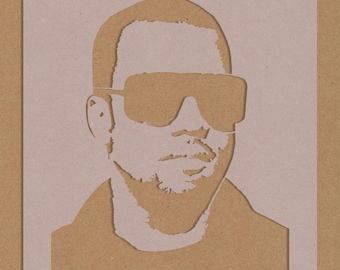 Kanye West Stencil Celebrity Hip Hop Star Crafting Wall Art A6 A5 A4 A3