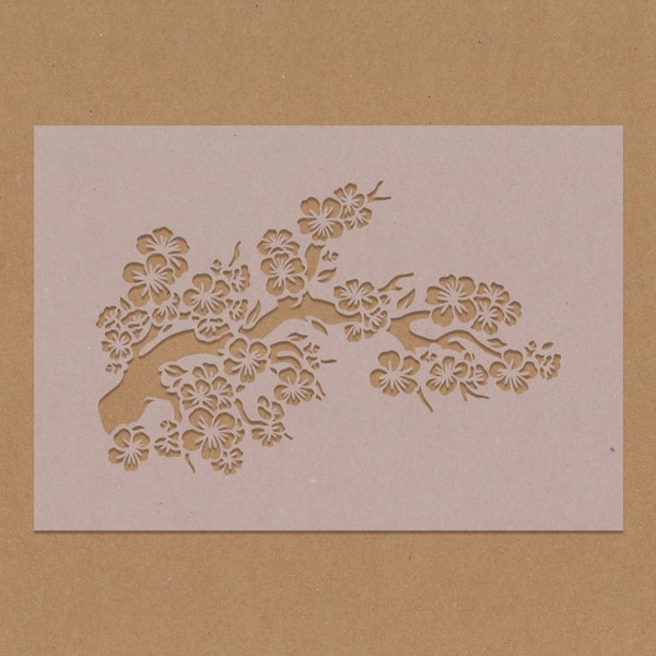 Branche d'arbre de fleurs de cerisier Pochoir Crafting Art mural A6 - A3 Shabby Chic