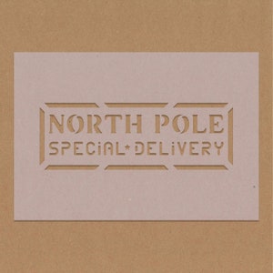 Plantilla decorativa de Navidad con entrega especial del Polo Norte, saludos de estaciones