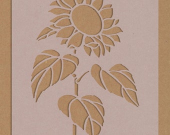 Sunflower 5 With Leaves Leaf Stencil Crafting Wall Art A6 A5 A4 A3 Shabby Chic