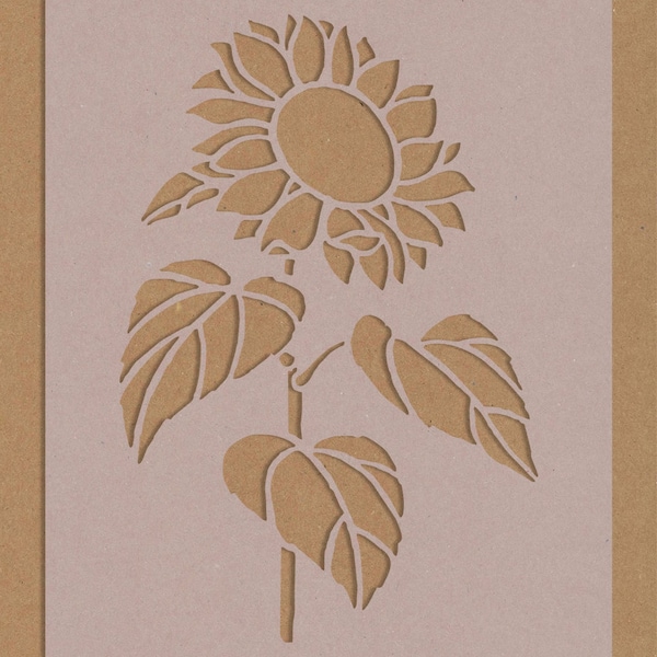 Sunflower 5 With Leaves Leaf Stencil Crafting Wall Art A6 A5 A4 A3 Shabby Chic