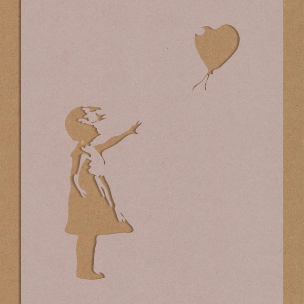 Banksy Mädchen mit Ballon Schablone Street Art Graffiti Basteln Wand Kunst A6 A5 A4 A3 Shabby Chic