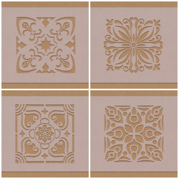 Tile Stencil French Style Repeat Pattern Crafting Wall Art A6 - A3 Shabby Chic